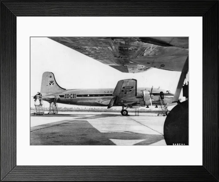 Framed Print : Douglas DC-4 OO-CBI of Sabena at Brussels Airport Framed Print : Douglas DC-4 OO-CBI of Sabena at Brussels Airport