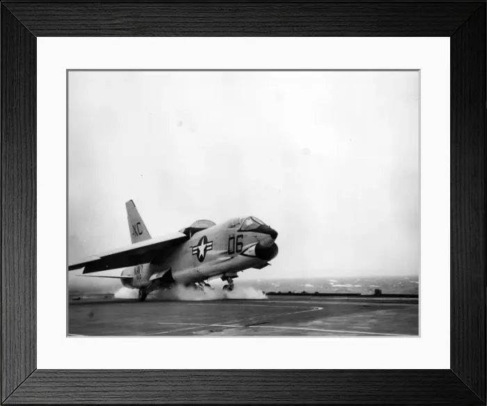 Framed Print : A Vought F8U-1 Crusader is catapulted off Framed Print : A Vought F8U-1 Crusader is catapulted off