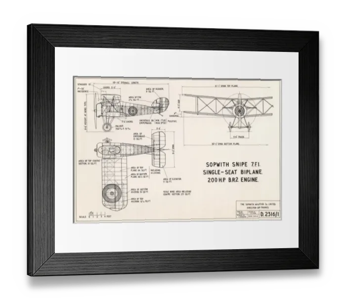 Framed Print : Sopwith 7F1 general arrangement drawing Framed Print : Sopwith 7F1 general arrangement drawing