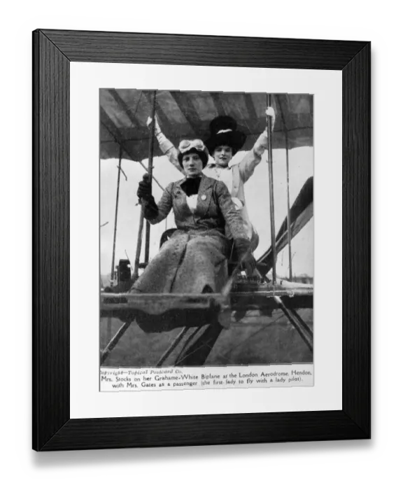 Framed Print : Mrs Cheridah de Beauvoir Stocks on her Grahame-White Biplane Framed Print : Mrs Cheridah de Beauvoir Stocks on her Grahame-White Biplane