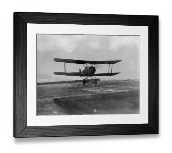 Framed Print : A Sopwith Pup with early arrester gear during deck-landing Framed Print : A Sopwith Pup with early arrester gear during deck-landing