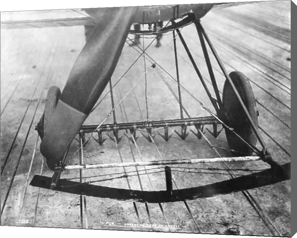 Arrester gear hooks on the undercarriage of a Sopwith Pup