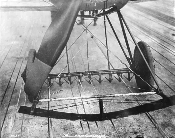 Arrester gear hooks on the undercarriage of a Sopwith Pup