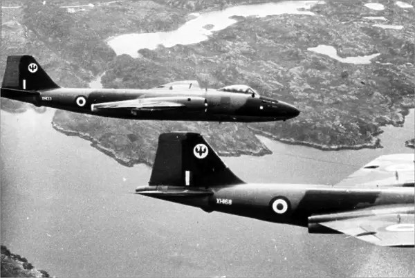 Two RAF English Electric Canberra PR9s over Malaya