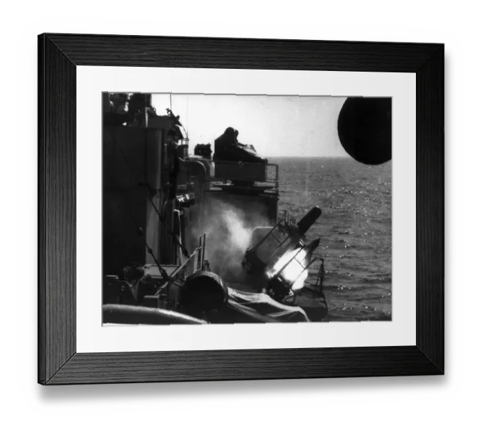 Framed Print : Short Seacat ship-to-air missile during trials Framed Print : Short Seacat ship-to-air missile during trials