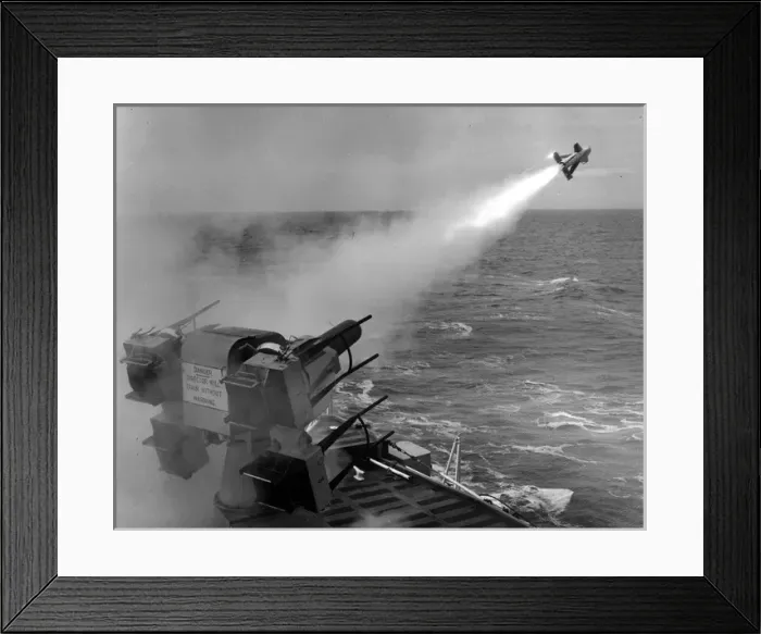 Framed Print : Short Seacat ship-to-air missile is launched Framed Print : Short Seacat ship-to-air missile is launched
