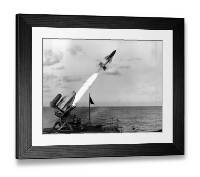 Framed Print : Short Seacat ship-to-air missile is launched Framed Print : Short Seacat ship-to-air missile is launched