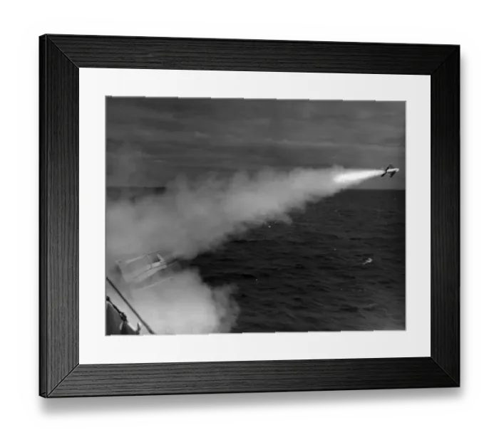 Framed Print : Short Seacat ship-to-air missile is launched Framed Print : Short Seacat ship-to-air missile is launched
