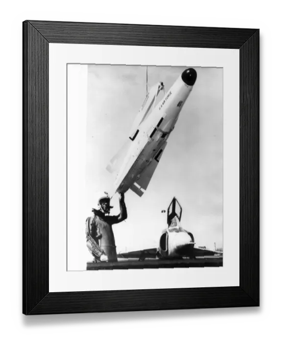 Framed Print : Hughes Falcon nuclear air-to-air missile with test pilot