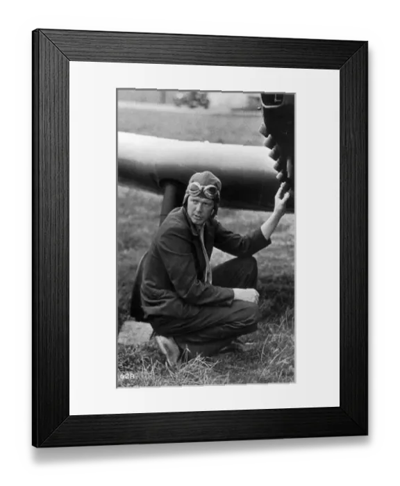 Framed Print : Charles A Lindbergh inspects his Miles M12 Mohawk G-AEKW Framed Print : Charles A Lindbergh inspects his Miles M12 Mohawk G-AEKW