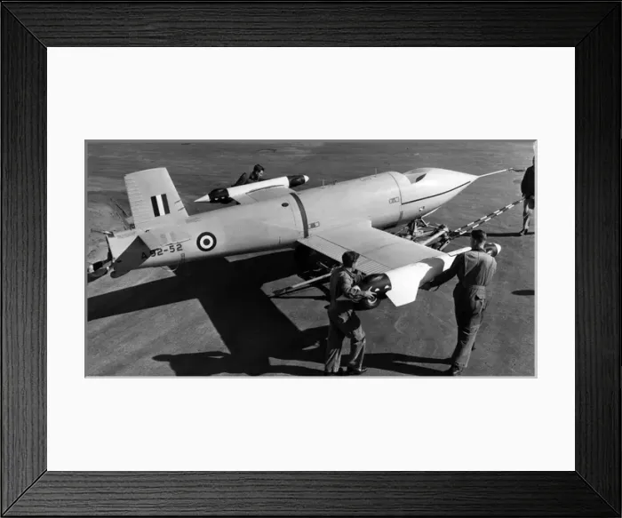 Framed Print : Jindivik Mk2 A92-52 is manoeuvred on its launch trolley Framed Print : Jindivik Mk2 A92-52 is manoeuvred on its launch trolley