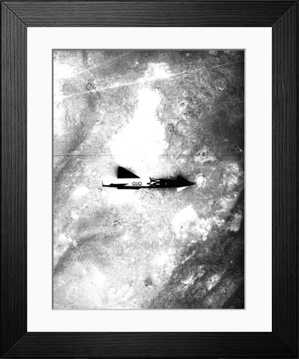 Framed Print : Two-fifths scale Blue Steel model in free flight after launc Framed Print : Two-fifths scale Blue Steel model in free flight after launc