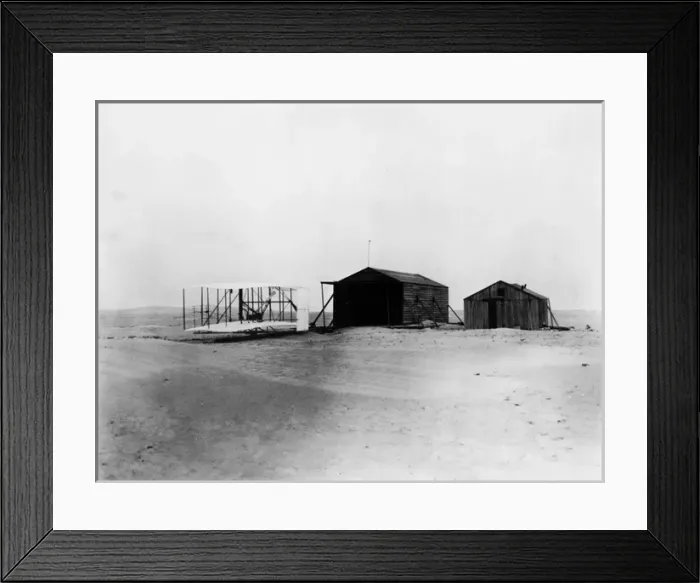 Framed Print : The Wright 1903 aeroplane and hangar at Kitty Hawk Framed Print : The Wright 1903 aeroplane and hangar at Kitty Hawk