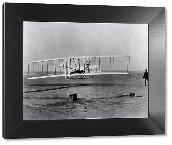 The famous photo of the first flight of the Wright Flyer