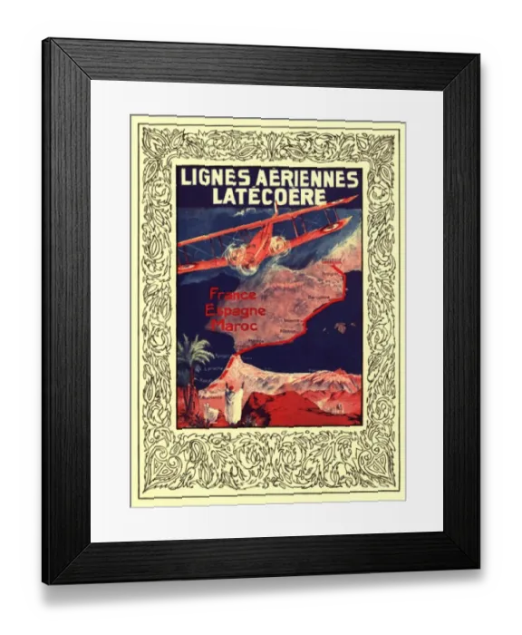 Framed Print : Illustration from Lignes Aeriennes Latecoere timetable Framed Print : Illustration from Lignes Aeriennes Latecoere timetable