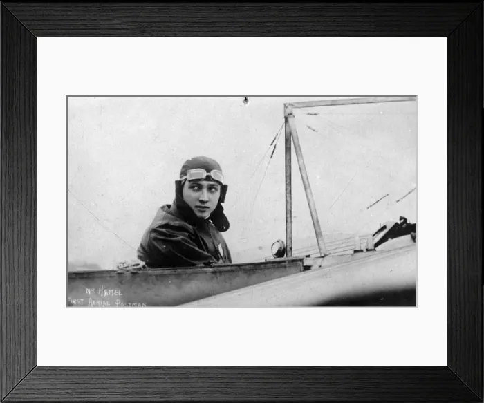Framed Print : Gustav W Hamel - the first aerial postman Framed Print : Gustav W Hamel - the first aerial postman