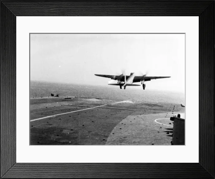 Framed Print : A de Havilland Mosquito taking-off from a carrier deck Framed Print : A de Havilland Mosquito taking-off from a carrier deck
