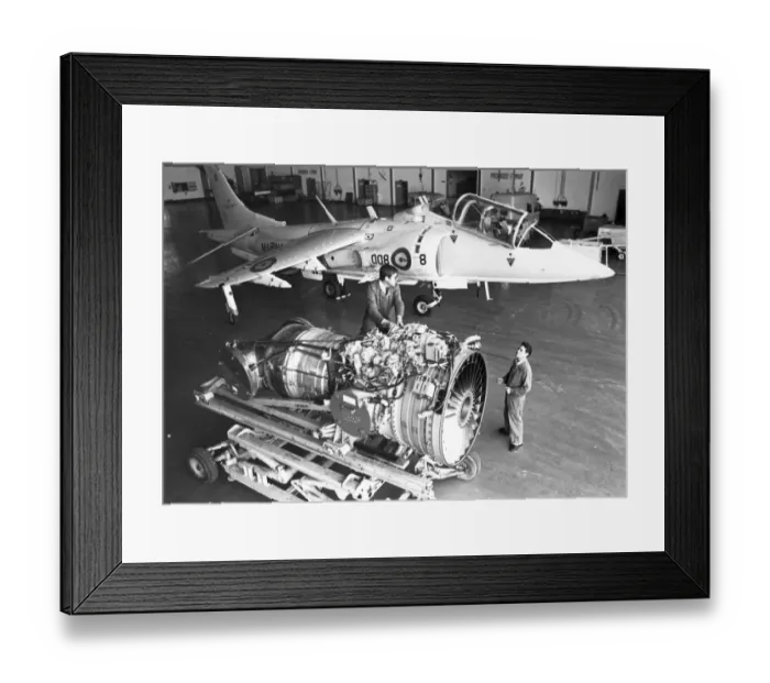 Framed Print : Rolls-Royce Pegasus turbofan alongside a two-seat Matador Framed Print : Rolls-Royce Pegasus turbofan alongside a two-seat Matador