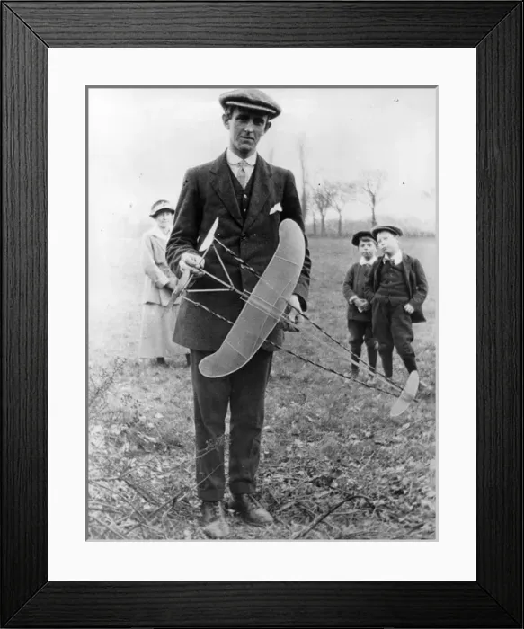 Framed Print : Sydney Camm with an aircraft model at Byfleet Framed Print : Sydney Camm with an aircraft model at Byfleet