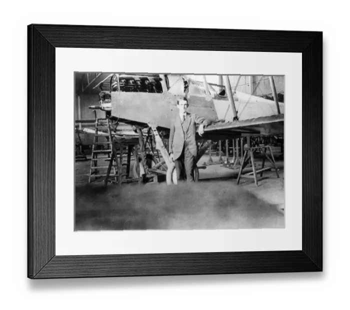 Framed Print : Sydney Camm with a Martinsyde Elephant in c 1916 Framed Print : Sydney Camm with a Martinsyde Elephant in c 1916