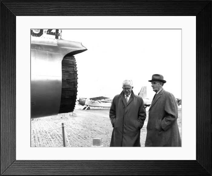 Framed Print : Frank Cross chief draughtsman HSA Kingston, with Sydney Camm Framed Print : Frank Cross chief draughtsman HSA Kingston, with Sydney Camm