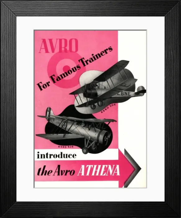 Framed Print : Avro Athena brochure Framed Print : Avro Athena brochure