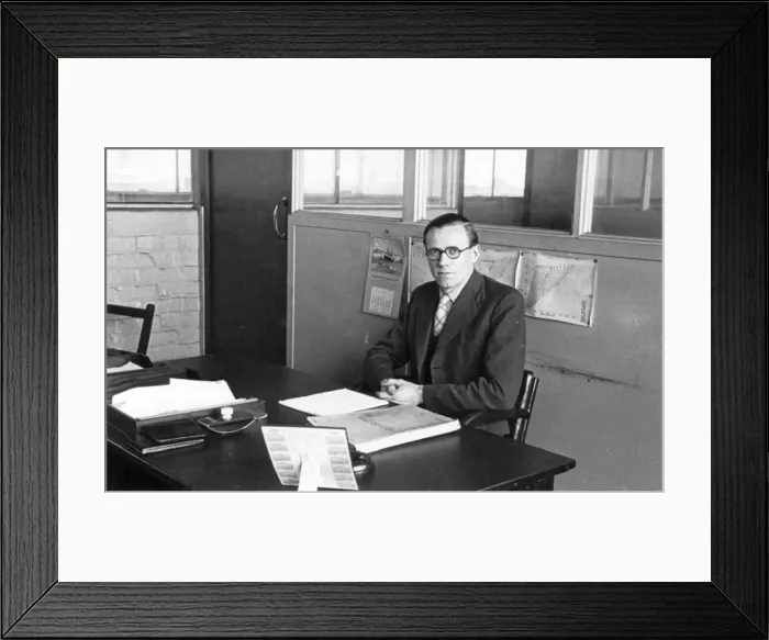 Framed Print : Frederick Page in his office in 1945 Framed Print : Frederick Page in his office in 1945