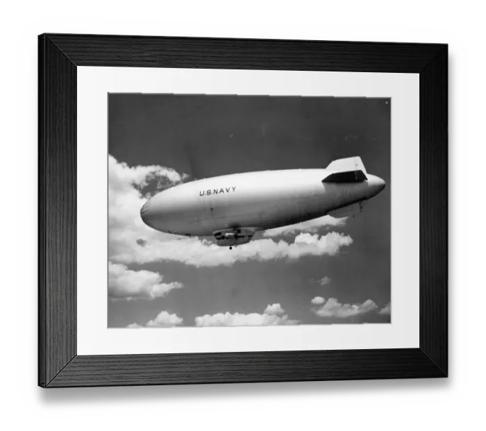 Framed Print : US Navy Goodyear K-Series airship in flight in 1943 Framed Print : US Navy Goodyear K-Series airship in flight in 1943