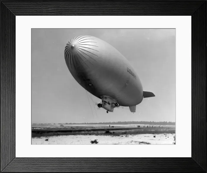 Framed Print : US Navy Goodyear K-Series airship taking off Framed Print : US Navy Goodyear K-Series airship taking off