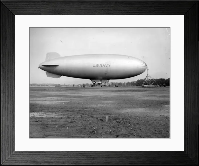 Framed Print : US Navy Goodyear K-Series airship at a transportation mast Framed Print : US Navy Goodyear K-Series airship at a transportation mast