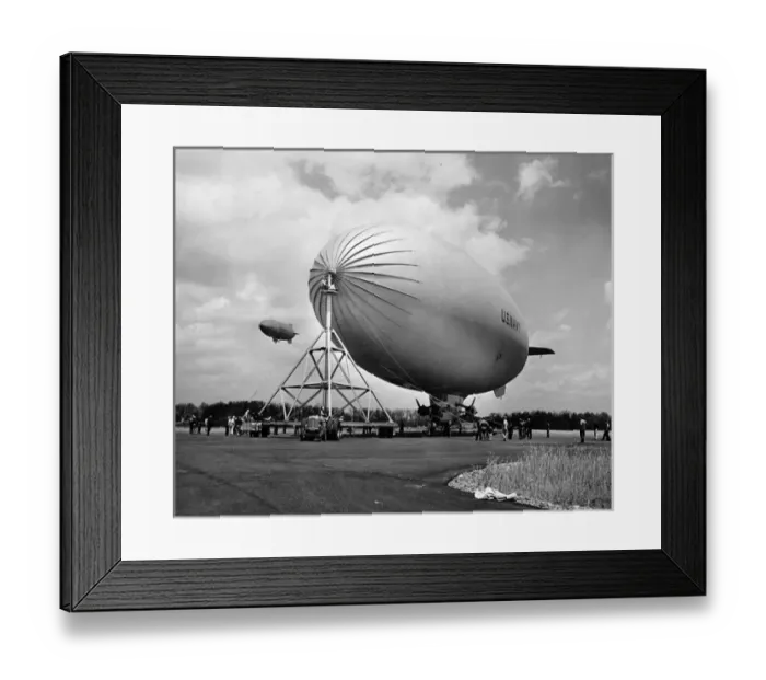 Framed Print : US Navy Goodyear K-Series airship at a transportation mast Framed Print : US Navy Goodyear K-Series airship at a transportation mast