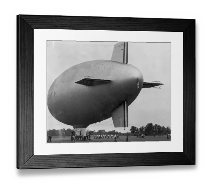 Framed Print : US Navy Goodyear K-1 airship being manoeuvred on the ground Framed Print : US Navy Goodyear K-1 airship being manoeuvred on the ground