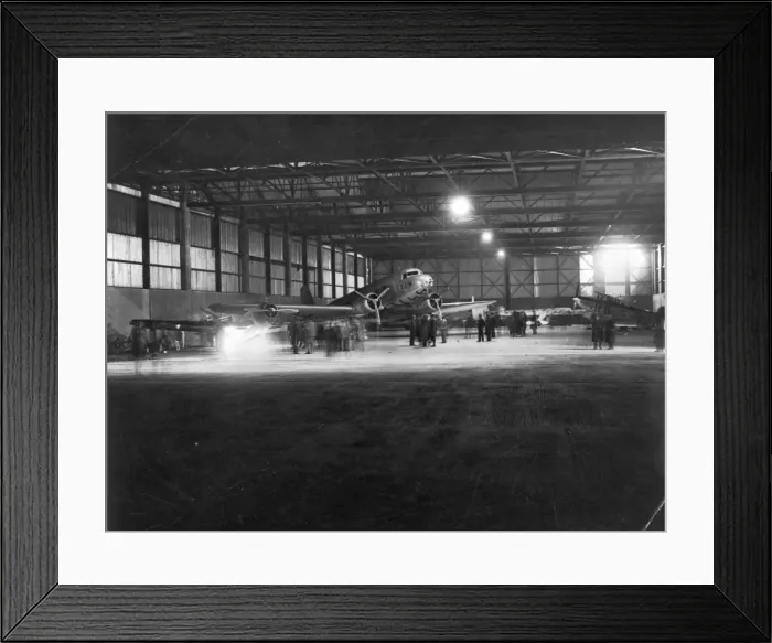 Framed Print : Night-time hangar scene with a Douglas DC-3 of KLM Framed Print : Night-time hangar scene with a Douglas DC-3 of KLM