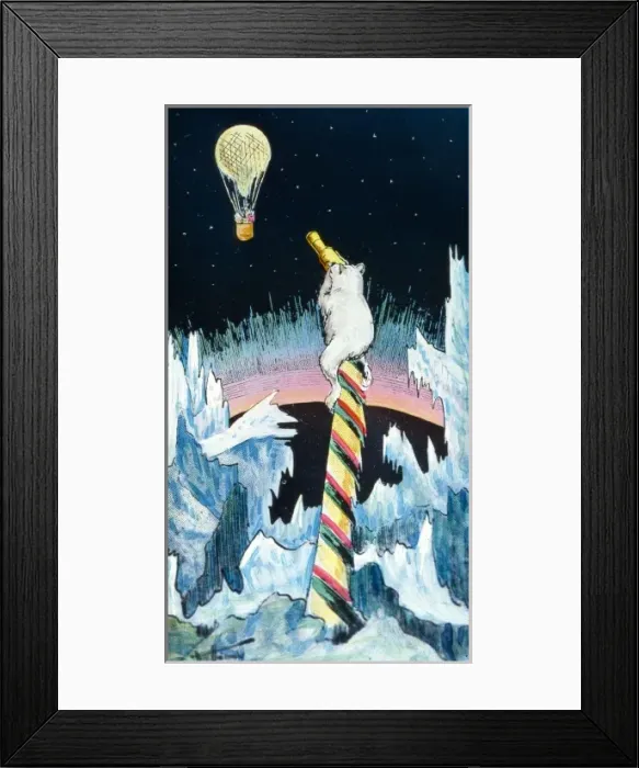 Framed Print : Polar bear on the North Pole spying on a balloon Framed Print : Polar bear on the North Pole spying on a balloon