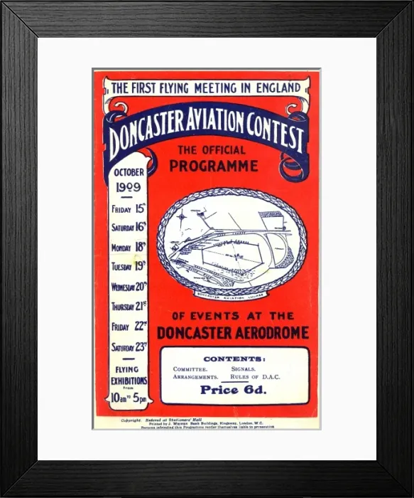Framed Print : Official programme for the Doncaster Aviation Contest Framed Print : Official programme for the Doncaster Aviation Contest
