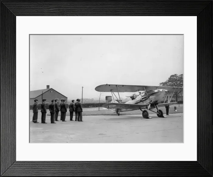 Framed Print : Hawker Demon I K5710 at Northolt being viewed by the King Framed Print : Hawker Demon I K5710 at Northolt being viewed by the King