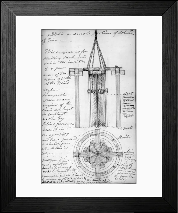 Framed Print : Ropemaker 1812 From Cayleys original notebook Framed Print : Ropemaker 1812 From Cayleys original notebook