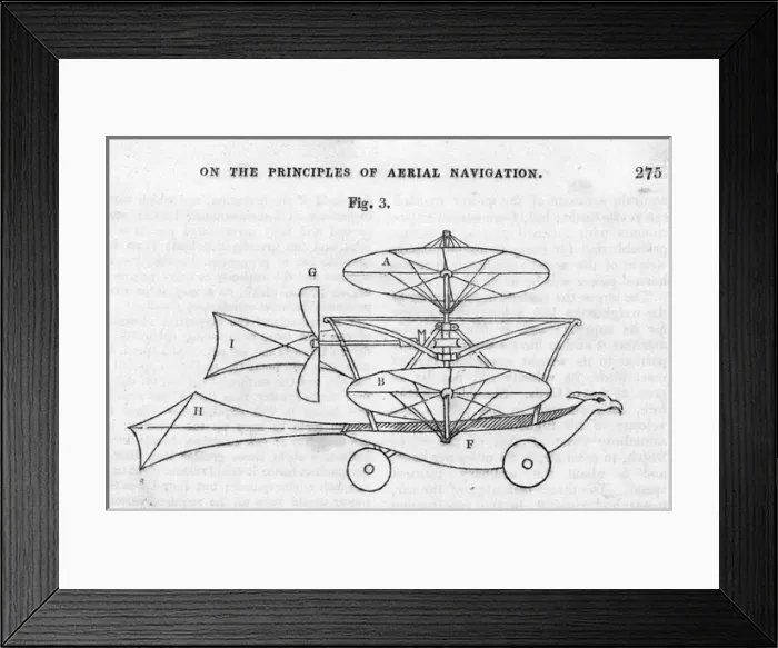 Framed Print : George Cayleys design for a convertiplane Side elevation Framed Print : George Cayleys design for a convertiplane Side elevation