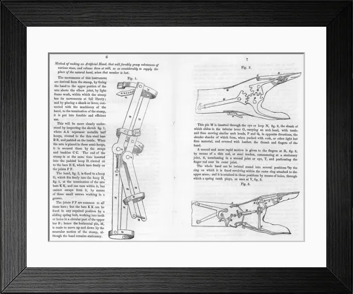 Framed Print : George Cayleys design for an artificial hand Framed Print : George Cayleys design for an artificial hand