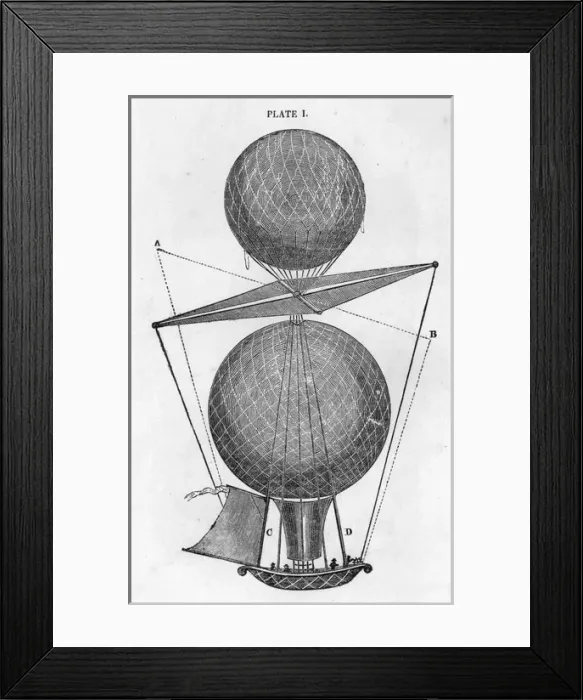 Framed Print : George Cayleys design for a double balloon Framed Print : George Cayleys design for a double balloon