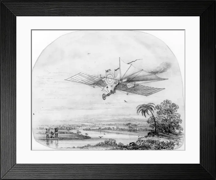 Framed Print : Hensons Aerial Steam Carriage of 1843
