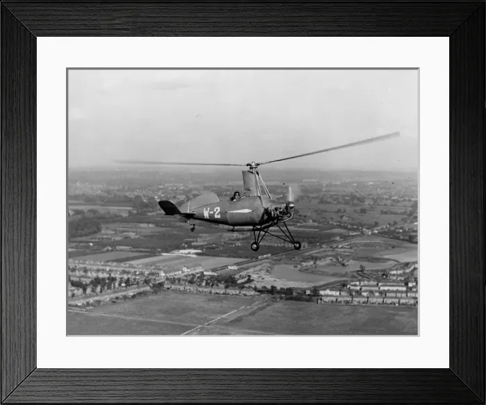 Framed Print : Alan Marsh in a Weir W-2 autogiro near Hanworth 1934 Framed Print : Alan Marsh in a Weir W-2 autogiro near Hanworth 1934