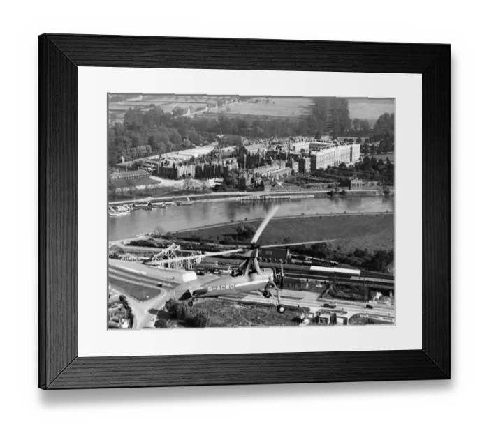 Framed Print : Avro 671 Cierva C30A G-ACWO over Hampton Court Framed Print : Avro 671 Cierva C30A G-ACWO over Hampton Court