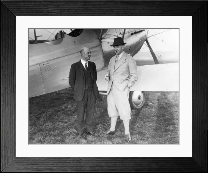 Framed Print : P Ws Bulman (left) talks to T O M Sopwith Framed Print : P Ws Bulman (left) talks to T O M Sopwith