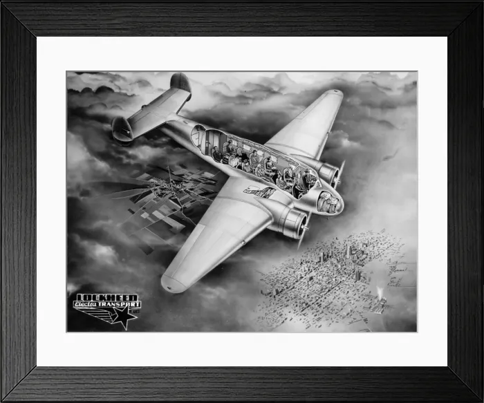 Framed Print : Lockheed Electra artists cutaway drawing Framed Print : Lockheed Electra artists cutaway drawing