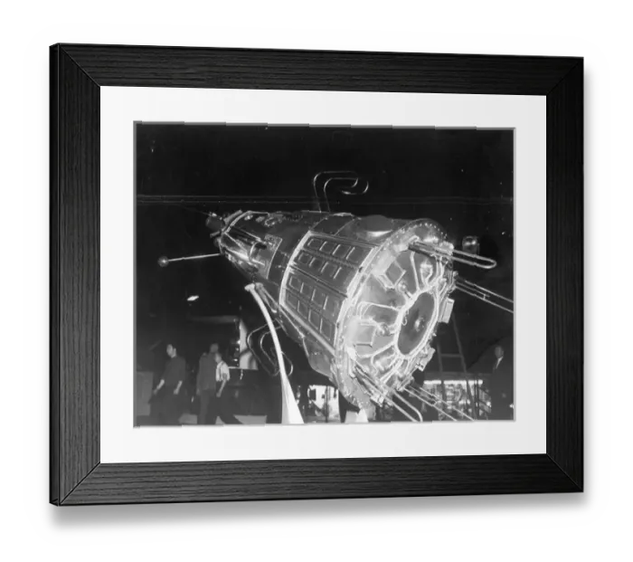 Framed Print : A model of Sputnik III at Earls Court July 1961 Framed Print : A model of Sputnik III at Earls Court July 1961