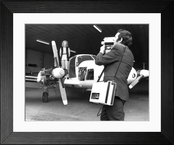 Framed Print : Sheila Scott on the wing of her Piper Aztec Framed Print : Sheila Scott on the wing of her Piper Aztec