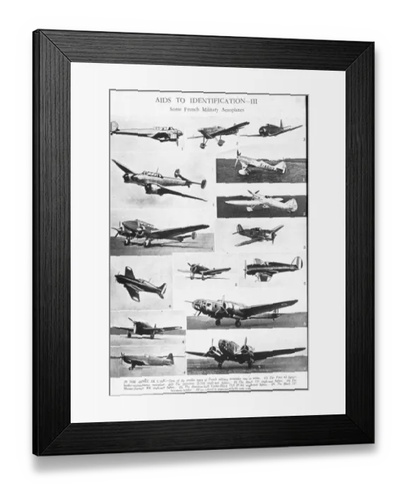 Framed Print : World War 2 recognition poster of French military aircraft Framed Print : World War 2 recognition poster of French military aircraft