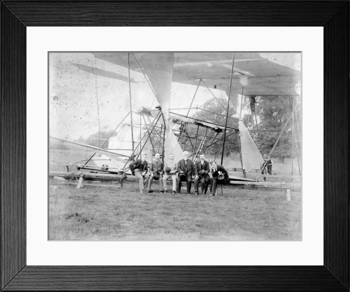 Framed Print : Sir Hiram Maxim with his flying machine at Baldwyns Park Framed Print : Sir Hiram Maxim with his flying machine at Baldwyns Park