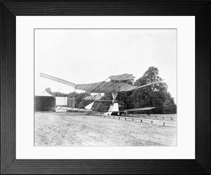 Framed Print : Maxims steam-driven biplane test rig 1894 Framed Print : Maxims steam-driven biplane test rig 1894